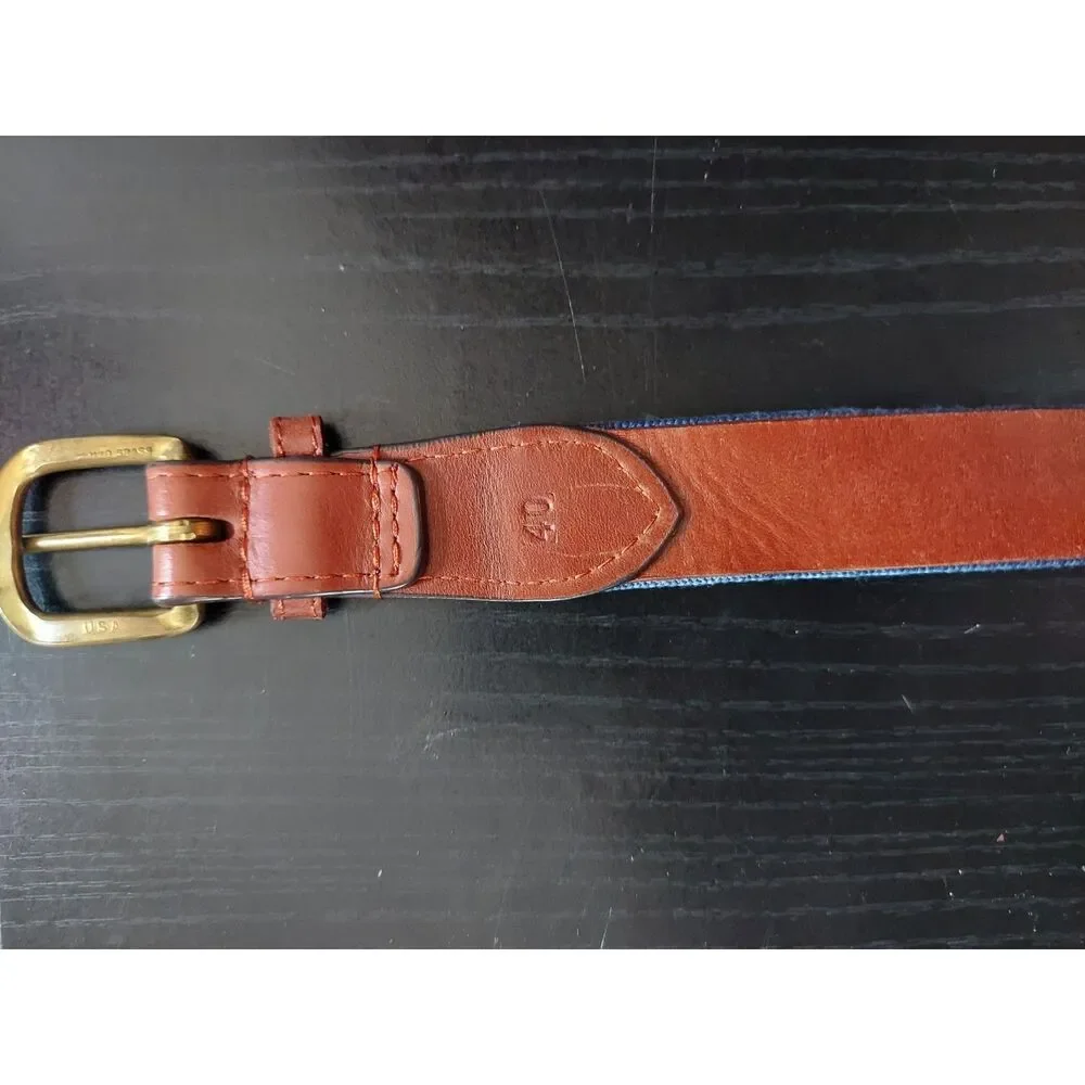 Smathers & Branson Belt sz 40 Hand Stitched Needle Point Florida Fishing